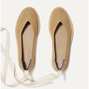 Rothy's Women's The Espadrille Gold Stripe Ankle Wrap Lace Up Flats Size 11